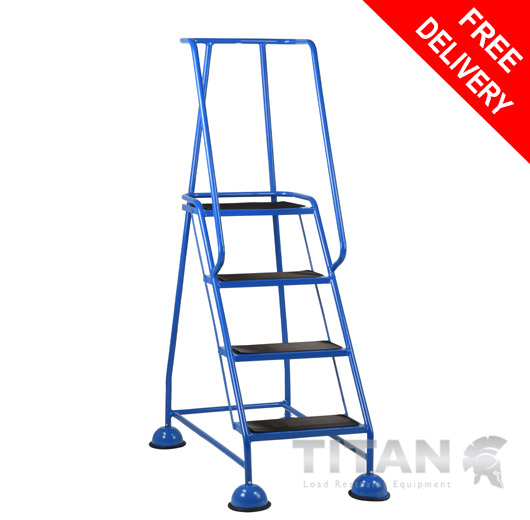 Safety Steps with Platform Guard, Short Handrail, 4 Tread, Working Height 2.52m