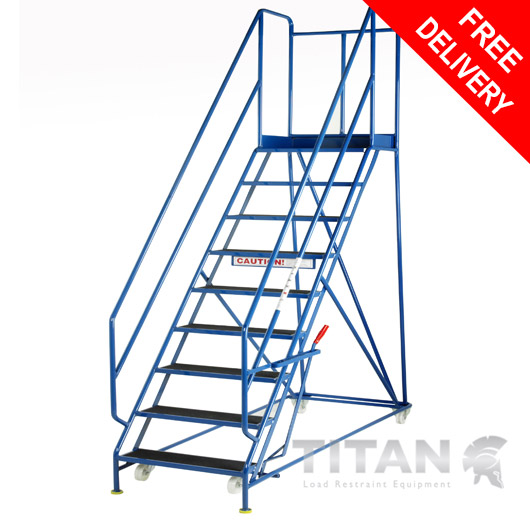 Mobile Safety Steps with Handlock 12 Tread Platform Height 2.7m