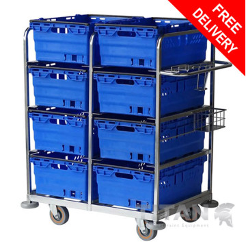 Multi Tier Order Picking Trolley Including 8 x 44L Tote Crates