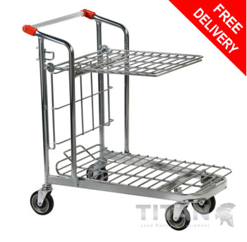 Cash & Carry/Stock Trolley with Folding Shelf – Nestable