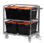 Three Sided Merchandise Picking Trolley (20.MT6) with Shelf & Four Totes 